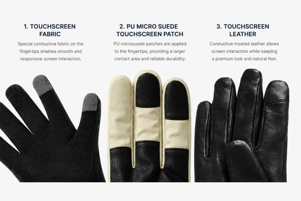 Custom touchscreen gloves with conductive material