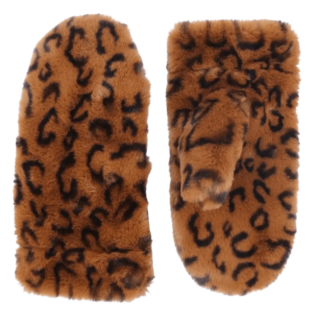 Statement Leopard Print Faux Fur Mittens